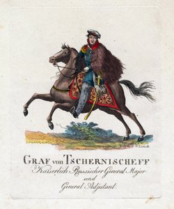 Princ Alexandre Ivanovič Černyčov ou Černychiov ou Černičev - Portrét hraběte Alexandra Ivanoviče Černyšova (1786-1857) - Anonym - 1813 - Akvatinta - 25,6x22 - Soukromá sbírka od Anonymous Anonymous