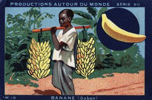 Produkce po celém světě: Banana v Gabonu. Chromolitografie z roku 1933 v „Album Joseph-Milliat““ od Anonymous Anonymous