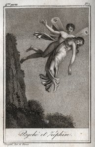 Psyche unesená Zephyrem. Rytina z roku 1819 v „Lettres a Emilie sur la mythologie“ od Charlese Alberta Demoustiera (1760-1801). Soukromá sbírka. od Anonymous Anonymous