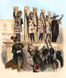 Trest hřebíku v 16. století. Ilustrace v knize „Záhady inkvizice a jiných tajných společností Španělska“ od Victora de Fereal, Suberwick, Manuel Galo de Cuendias od Anonymous Anonymous