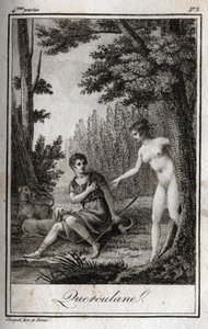 QUERCULÁNY, nymfy, chrániče kanálů. Rytina z roku 1819 v „Lettres a Emilie sur la mythologie“ od Charlese Alberta Demoustiera (1760-1801). Soukromá sbírka. od Anonymous Anonymous