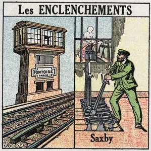 Železnice: stavědla. Železnice využívající individuální pákovou stanici Saxby. Anonymní ilustrace z roku 1925. Soukromá sbírka. od Anonymous Anonymous