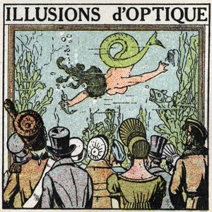 Odraz světla: optický klam. Použití zmrzliny k vytvoření iluze ženy ryby. Anonymní ilustrace z roku 1925. Soukromá sbírka. od Anonymous Anonymous