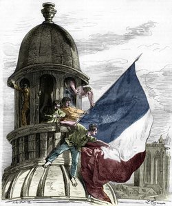 Revoluce 1830: trikolorní vlajka na radnici. od Anonymous Anonymous