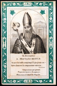 Svatý protais, předvečer Milana zbožného obrazu. Pohlednice. Počátek 20. století. Soukromá sbírka od Anonymous Anonymous