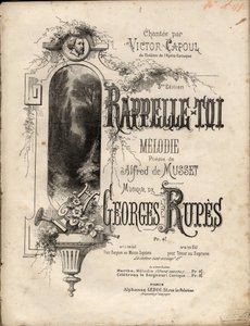 Partitura melodie „“ Remember-se ““ od Georgese Rupese po poezii Aldreho de Musseta. Soukromá sbírka. od Anonymous Anonymous