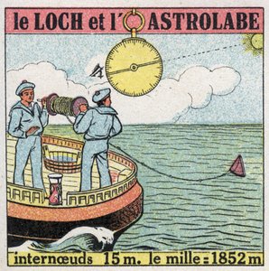Lodě a lodě: deník a astroláb, navigační přístroje. Anonymní ilustrace z roku 1925. Soukromá sbírka. od Anonymous Anonymous