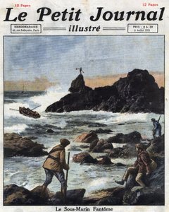 Sinn feiners (sinn-feiners), příslušníci politické větve Irské republikánské armády (IRA) v Irsku, se nalodí na čluny, aby se přiblížili k ponorkám ze Spojených států, tajně zásobují Irsko zbraněmi a střelivem. Ilustrace převzata z „“ Le petit od Anonymous Anonymous