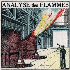 Spektrální analýza: plamenová analýza. Anonymní ilustrace z roku 1925. Soukromá sbírka. od Anonymous Anonymous