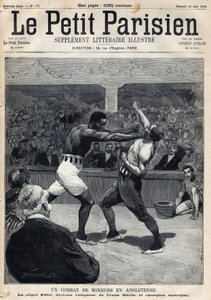 Sport, box: Boxerský zápas v Anglii mezi Peterem Jacksonem a australským šampionem Frankem Slavinem. Rytina. Jeden z novin „Le petit parisien“ dne 12.06.1892. Soukromá sbírka od Anonymous Anonymous