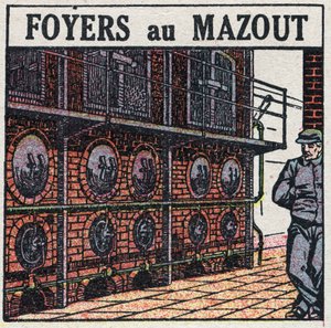 Parní generátory: Olejový krb. Anonymní ilustrace z roku 1925. Soukromá sbírka. od Anonymous Anonymous