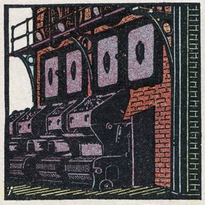 Vyvíječe páry: kotlová baterie. Anonymní ilustrace z roku 1925. Soukromá sbírka. od Anonymous Anonymous