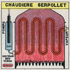 Parní generátory: průřez kotlem serpollet. Anonymní ilustrace z roku 1925. Soukromá sbírka. od Anonymous Anonymous