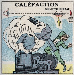 Parní generátory: výbuch kotle způsobený kalefací. Anonymní ilustrace z roku 1925. Soukromá sbírka. od Anonymous Anonymous