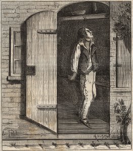 Sebevražda ve věznici Rochefort v roce 1840. Rytina do „Historie věznic od jejich vzniku po současnost“ (1877) od Pierra Zacconeho (1817-1895) (Colonia Penale - Trestná kolonie). Soukromá sbírka. od Anonymous Anonymous