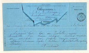 Telegram od Rimbauda jeho matce, Marseille, 22. května od Anonymous Anonymous