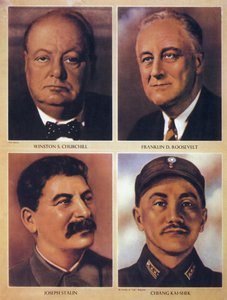 Spojenečtí vůdci druhé světové války - Winston Churchill, Franklin Delano Roosevelt, Joseph Stalin a Čankajšek - 1943 od Anonymous Anonymous