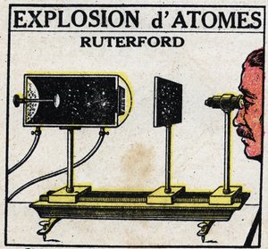 Atom a věda: Exploze atomů Ernest Rutherford (1871-1937). Anonymní ilustrace z roku 1925. Soukromá sbírka. od Anonymous Anonymous