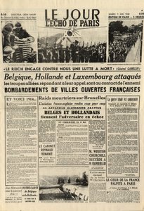 Bitva o Belgii nebo belgická kampaň - 18denní kampaň - Německá invaze do Belgie během druhé světové války - Journal “” Le Jour. L