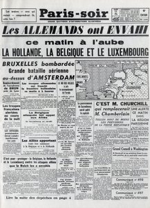 Bitva o Belgii nebo belgické tažení - 18denní tažení - invaze německých jednotek do Belgie během druhé světové války - PARIS EVIOR 11/05/1940 - NĚMCI NAVÁZLILI HOLANDSKO - BELGIE A LUCEMBURSKO - od Anonymous Anonymous