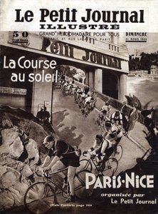Cyklistický závod Paris Nice pořádaný malými novinami. Obálka ""The Little Illustrious Journal"" z 31.3.1935. Soukromá sbírka od Anonymous Anonymous