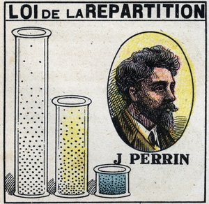 Atomy: zákon distribuce Jean Perrin (1870-1942). Anonymní ilustrace z roku 1925. Soukromá sbírka. od Anonymous Anonymous