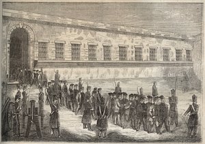 Vězení Rochefort v 19. století. Rytina do „Historie trestanců od jejich vzniku až po současnost“ (1877) od Pierra Zacconeho (1817-1895) (Colonia Penale - Trestná kolonie). Soukromá sbírka. od Anonymous Anonymous