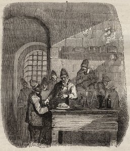 Jídelna věznice Brest v 19. století. Rytina do „Historie trestanců od jejich vzniku až po současnost“ (1877) od Pierra Zacconeho (1817-1895) (Colonia Penale - Trestná kolonie). Soukromá sbírka. od Anonymous Anonymous