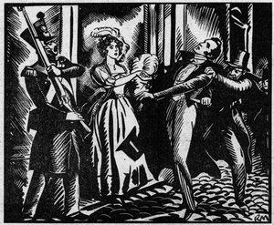 Smrt vévody z Berry (1778-1820) 13. 2. 1820 na Královské hudební akademii““ Synovec krále Ludvíka XVIII. je zavražděn v Opeře republikánem Louvelem, který chce uhasit královskou dynastii. Ilustrace převzaty z „“ Le petit journal illustr od Anonymous Anonymous