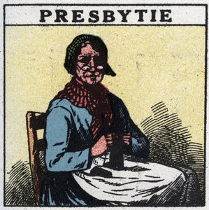 Oko: osoba trpící presbyopií. Anonymní ilustrace z roku 1925. Soukromá sbírka. od Anonymous Anonymous