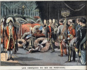Obseques portugalského krále Karla I. (1863-1908) zemřel při atentátu 1. února 1908. Rytina z novin „“Le Peute Parisien“, 23.2.1908. Soukromá sbírka. od Anonymous Anonymous