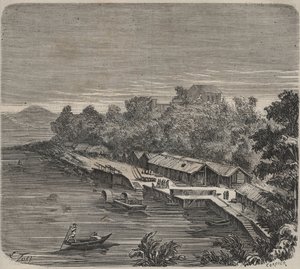 Vězeňská věznice Saint-Laurent v Cayenne (Francouzská Guyana) v 19. století. Rytina do „Historie věznic od jejich vzniku až po současnost“ (1877) od Pierra Zacconeho (1817-1895) (Colonia Penale - Trestná kolonie) od Anonymous Anonymous
