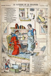 Spořič a finančník. Anonymní ilustrace pro Les Fables od Jean de LA FONTAINE (Lafontaine) (1621-1695). Imaging of Pont-a-Mousson, circa 1880. Soukromá sbírka. od Anonymous Anonymous