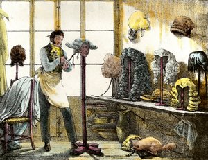 Paruka styling paruku catogan, pánské kadeřnictví. Rytina ze zrcadlových show, dopisů, léků atd. Umění”” 1821-1823 Soukromá sbírka od Anonymous Anonymous