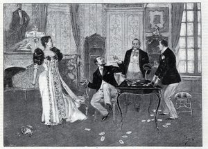 Divadelní ztvárnění: „“The Systeme Ribadier“, vaudeville od Georgese Feydeaua (1862-1921) a Maurice Hennequina (1863-1926) v Theatre du Palais-Royal v Paříži. Rytina v „Le monde illustree““ z roku 1892. Soukromá sbírka. od Anonymous Anonymous