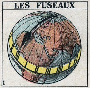 Čas: Časová pásma Země. Anonymní ilustrace z roku 1925. Soukromá sbírka. od Anonymous Anonymous
