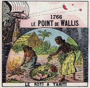 Čas: bod Samuela Wallise (1728-1795) v roce 1766 umožňující znát zeměpisnou délku bodu, kde se nacházel, vzhledem ke vzdálenosti mezi hvězdami a měsícem. Anonymní ilustrace z roku 1925. Soukromá sbírka. od Anonymous Anonymous