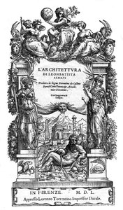 Titulní strana “” Architektura Leona Battisty (Leon Battista) Alberti: přeložil do florentštiny Cosimo Bartoli “” z roku 1550. (De Architectura) (architektura) od Anonymous Anonymous