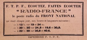 Pás FFI-FTPF vyzývá k poslechu Radio France, „“ rozhlasové stanice Front National““ od Anonymous Anonymous