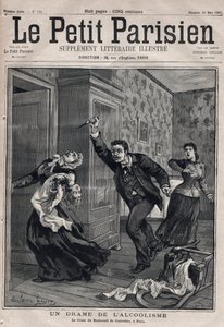Různá fakta: drama alkoholismu - Le crime du Boulevard de Courcelles v Paříži - Rytina v „Le petit Parisien““ z roku 1891 - Soukromá sbírka od Anonymous Anonymous