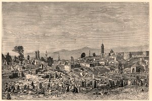 Pohled na město Erzurum (Erzurum) v Arménii (nyní Turecko). Rytina v „Katolické misie v XIX. století“ od Louis-Eugene (Louis Eugene) Louveta. soukromá sbírka. od Anonymous Anonymous