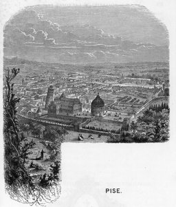 Pohled na město Pisa (Pisa), Itálie. rytina z roku 1859 v „“galeriích Evropy – Itálie““ od armengauda. Soukromá sbírka. od Anonymous Anonymous