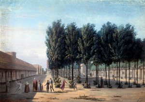 Pohled na nádvoří Paisibles v hospici Bicetre Procházka duševně nemocných v nemocnici v roce 1824. Anonymní kvaš. Paříž, Musee Carnavalet od Anonymous Anonymous