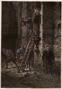 Válka náboženství - Obrazoborectví - Ničení posvátných předmětů kacíři (protestanty) v 16. století ve Francii - Kacířští obrazoborci ve Francii - Obrazoborecké běsnění - Protestanti ničí obrazy Marie a Krista-dítěte - rytina z „“ L
