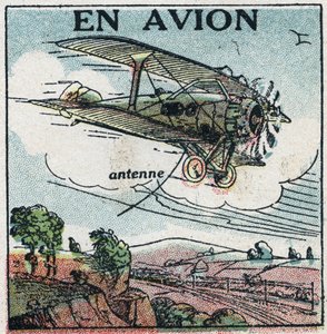 Bezdrátové telefonování: letadlem. Anonymní ilustrace z roku 1925. Soukromá sbírka. od Anonymous Anonymous