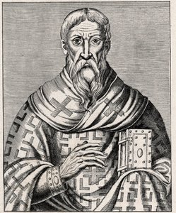 portrét Dionysia Areopagita - Portrét svatého Denyse Areopagita (1. století), řeckého biskupa - Rytina podle ilustrace „Života slavných mužů“ od Theveta – V „“The Catholic Missions in the XIXeme Century““ od Louis- Eugene (Louis od Anonymous Anonymous