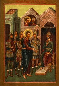 Kristus před Pilátem, počátek 20. století. od Anonymous Russian icon painter