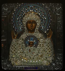 Panna Maria ze znamení, počátek 18. století. od Anonymous Russian icon painter