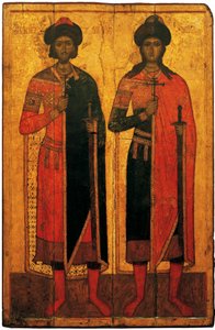 Svatí Boris a Gleb, polovina 14. století. od Anonymous Russian icon painter