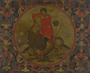 Samson Fighting the Lion, počátek 18. století od Anonymous Russian icon painter